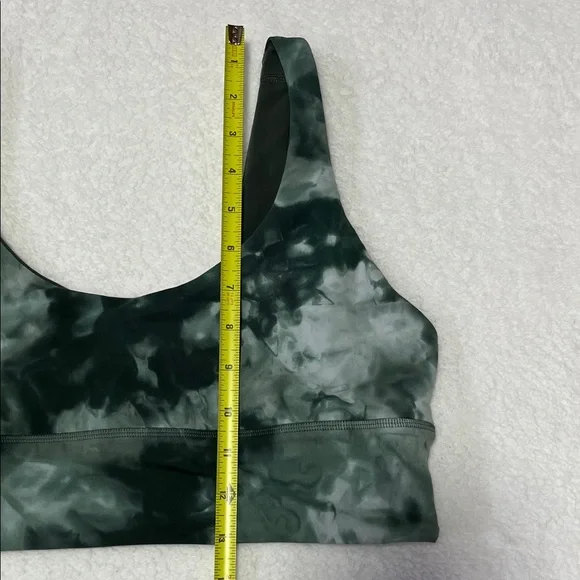 Lululemon Green Tie-Dye Scoop Neck Stretch Sports Bra sz 12 NWOT Comfy Fit - Picture 7 of 10